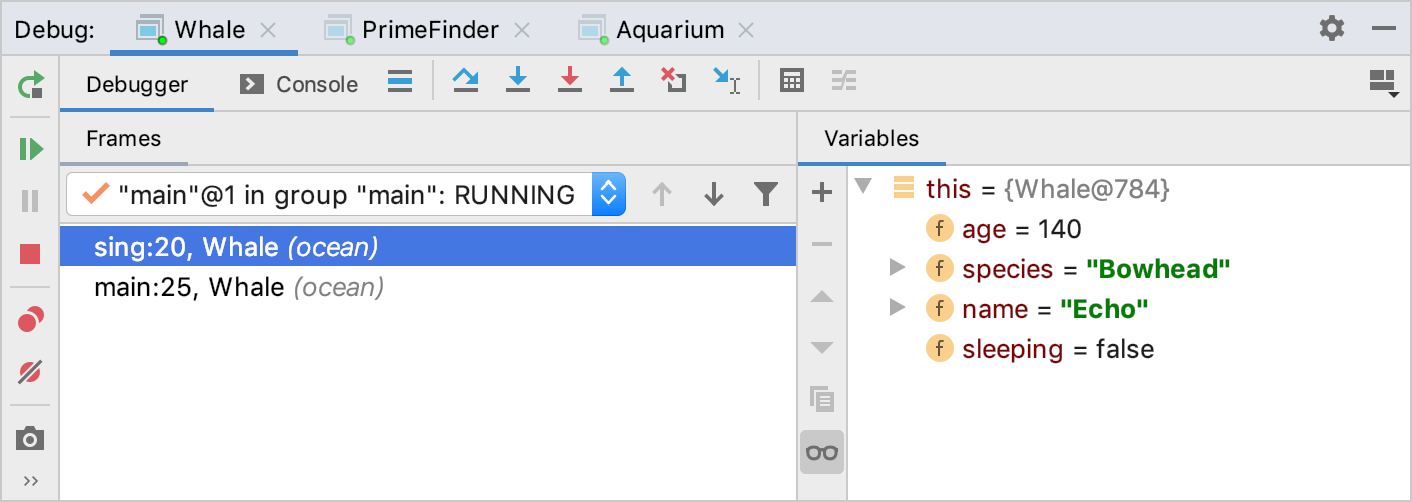 A screenshot of a debugger session. Notice the 'Whale@784'.